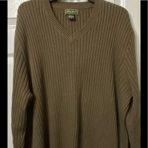 Vintage EDDIE BAUER Sweater 100% Cotton Olive Green Size Mens XL Pullover